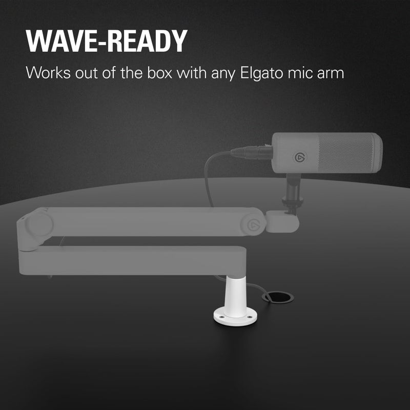 elgato لوحة مكتب ويف بيضاء - تركيب فلانج لأذرع الميكروفون، إعداد سهل بالبراغي، بدون مشابك أو قطع، تثبت الميكروفونات بشكل فائق الاستقرار، خيط تركيب 1/4" - لأسطح المكاتب والطاولات الخشبية - Image 2